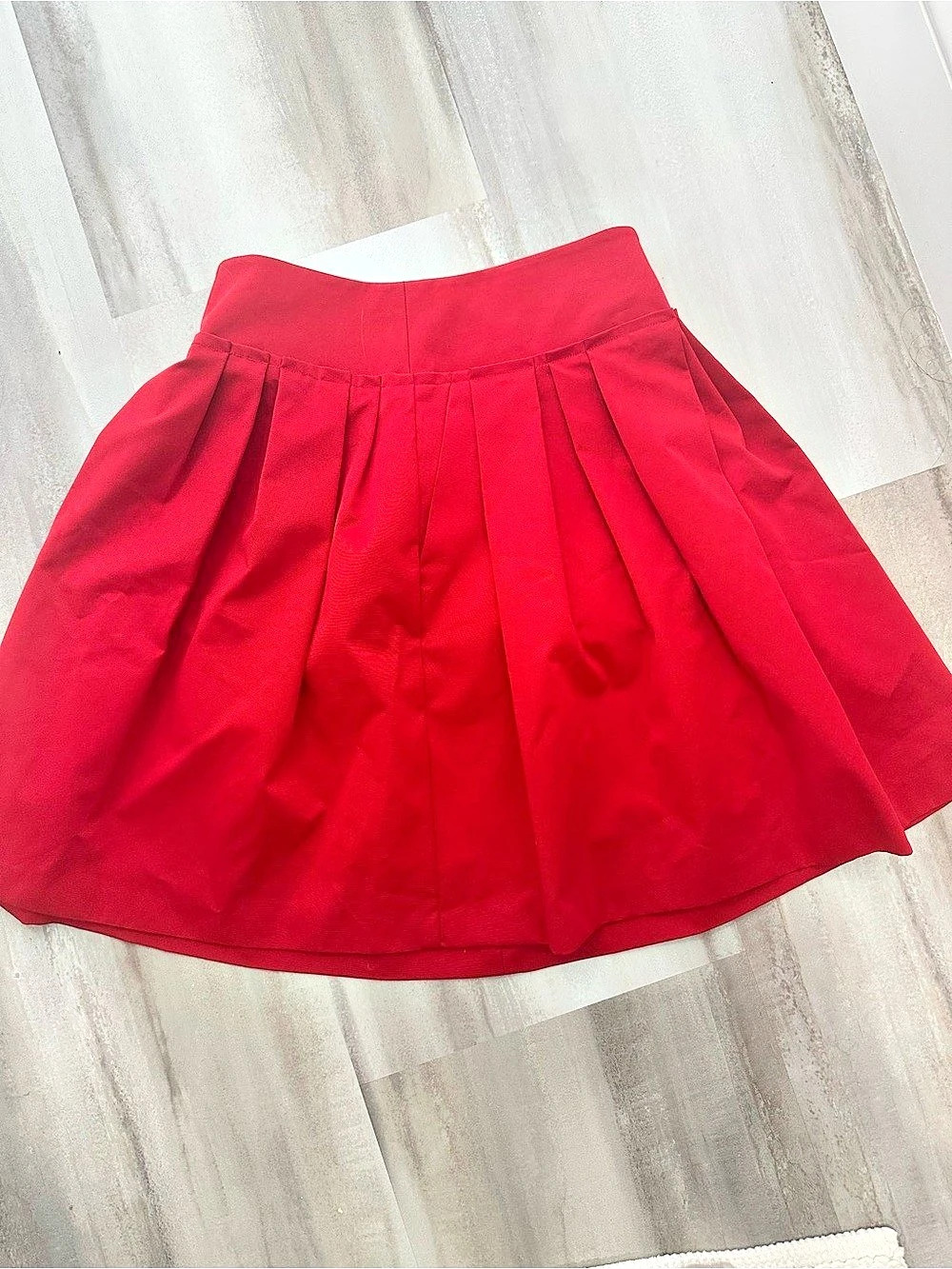 Ann Taylor Red Pleated A-Line Skirt Like New